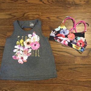 Girls old navy tank and sports bra